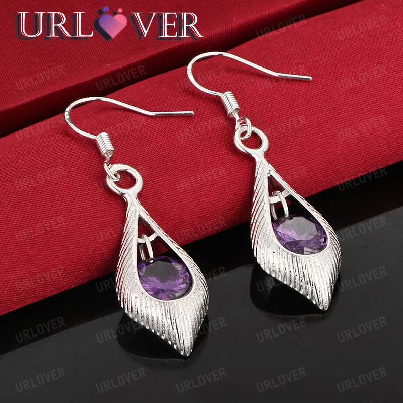New 925 Sterling Silver Drop Earring Purple Zircon Jewelry Men Women Engagement Wedding Party Birthday Gift Accessories
New 925 Sterling Silver Drop Earring Purple Zircon Jewelry Men Women Engagement Wedding Party Birthday Gift Accessories