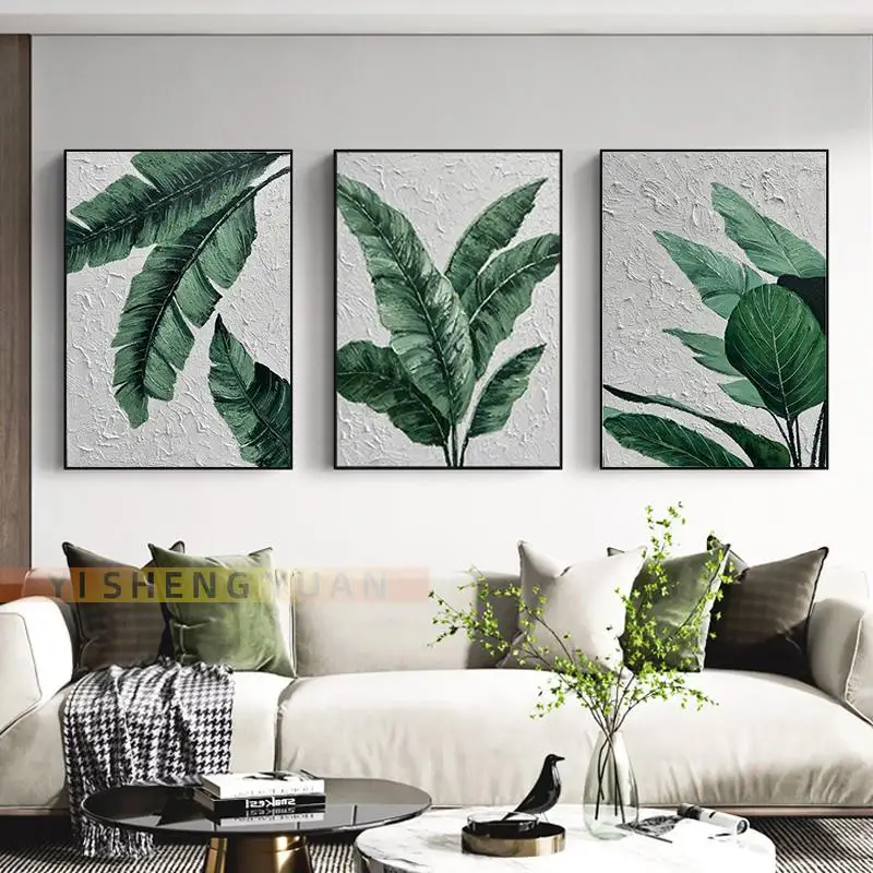 3 Piece Handmade Oil Painting Northern European Green Texture Luxuriant Tree Plantain Living Room Wall Art Decor Mural Frameless
3 Piece Handmade Oil Painting Northern European Green Texture Luxuriant Tree Plantain Living Room Wall Art Decor Mural Frameless