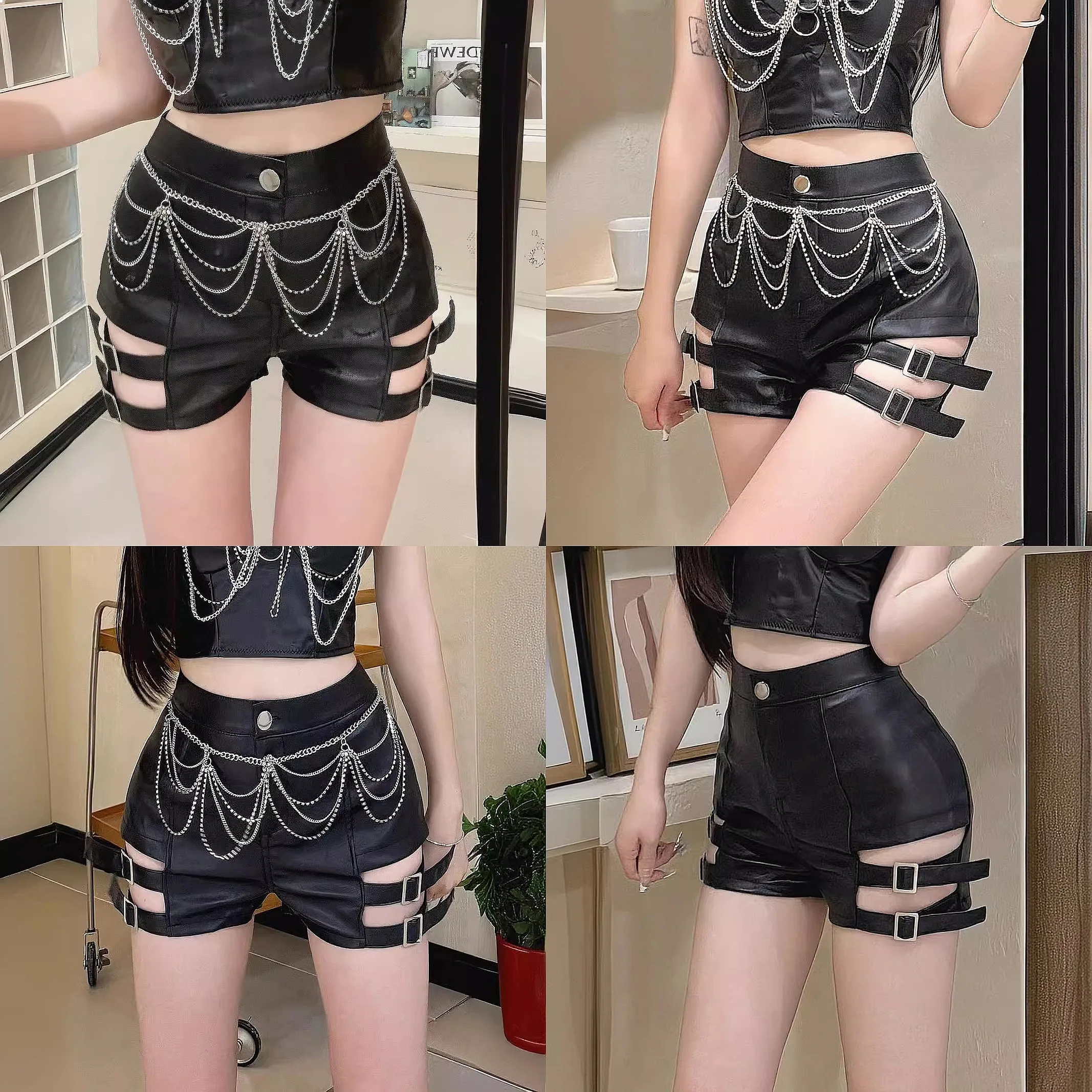 Sexy Hollow Out High Waist Faux Leather Booty Shorts for Bar Jazz Dance Performance
Sexy Hollow Out High Waist Faux Leather Booty Shorts for Bar Jazz Dance Performance