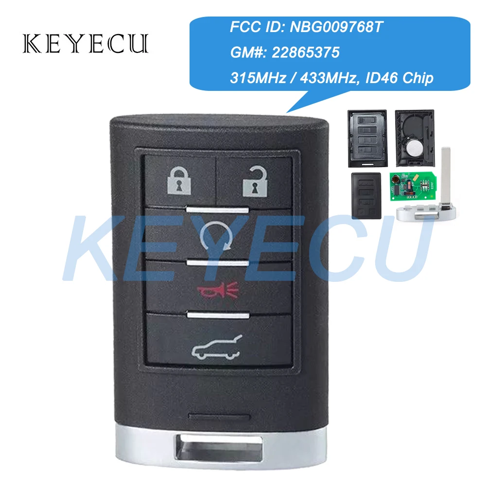 Keyecu Keyless Smart Remote Key 5 Buttons 315MHz / 433MHz for Cadillac SRX XTS ATS ELR 2010 2011 2012 2013 2014 2015 NBG009768T
Keyecu Keyless Smart Remote Key 5 Buttons 315MHz / 433MHz for Cadillac SRX XTS ATS ELR 2010 2011 2012 2013 2014 2015 NBG009768T