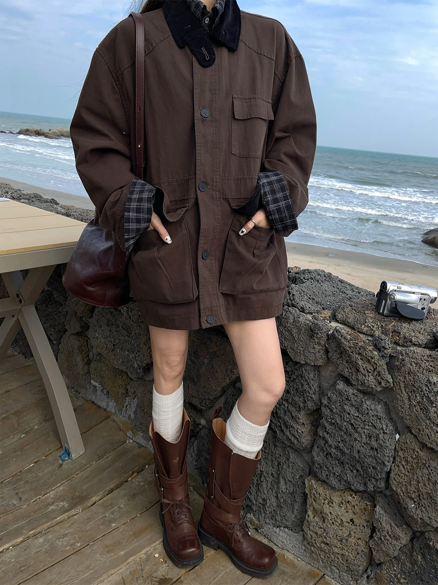 Brown Barn Style Loose Women's Jacket Spring New Vintage Slimming Versatile Commuting Top Cotton Long Sleeve Button Closure
Brown Barn Style Loose Women's Jacket Spring New Vintage Slimming Versatile Commuting Top Cotton Long Sleeve Button Closure