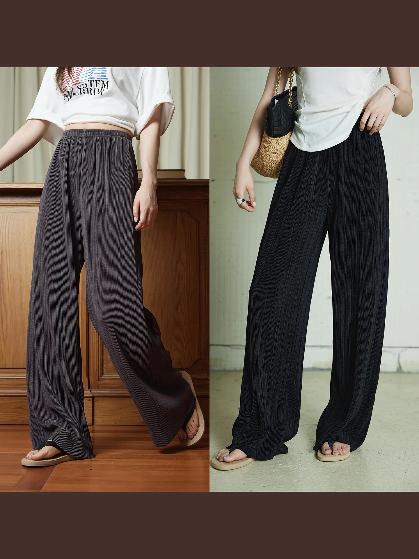 High Waist Wide Leg Knitted Pants Accordion Pleats Casual Loose Fit Polyester Fiber Straight Cut Trousers for Women
High Waist Wide Leg Knitted Pants Accordion Pleats Casual Loose Fit Polyester Fiber Straight Cut Trousers for Women