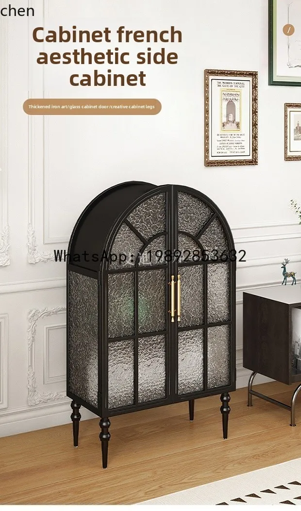 GZ retro wrought iron dining room glass side cabinet decoration against the wall storage tea cabinet
GZ retro wrought iron dining room glass side cabinet decoration against the wall storage tea cabinet