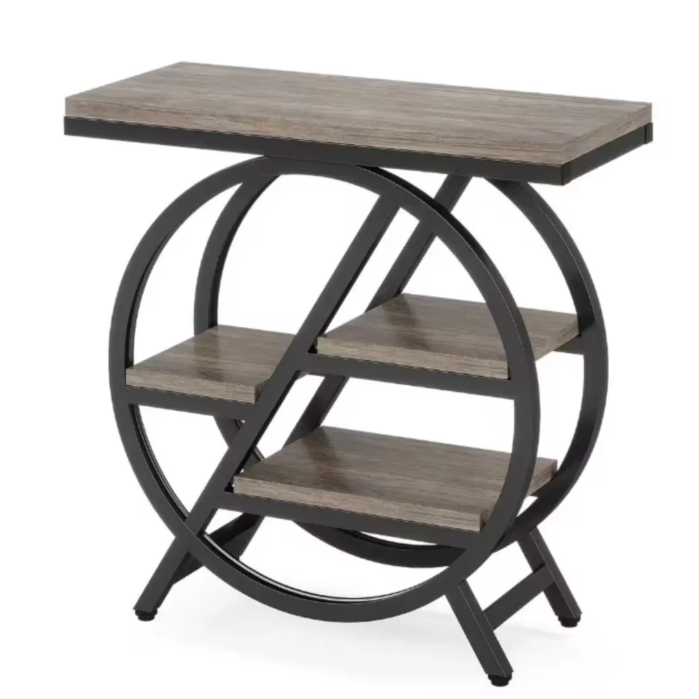 26 in. Rectangle Engineered Wood End Table with Geometric Metal Frame Industrial Nightstand Bedside Table
26 in. Rectangle Engineered Wood End Table with Geometric Metal Frame Industrial Nightstand Bedside Table
