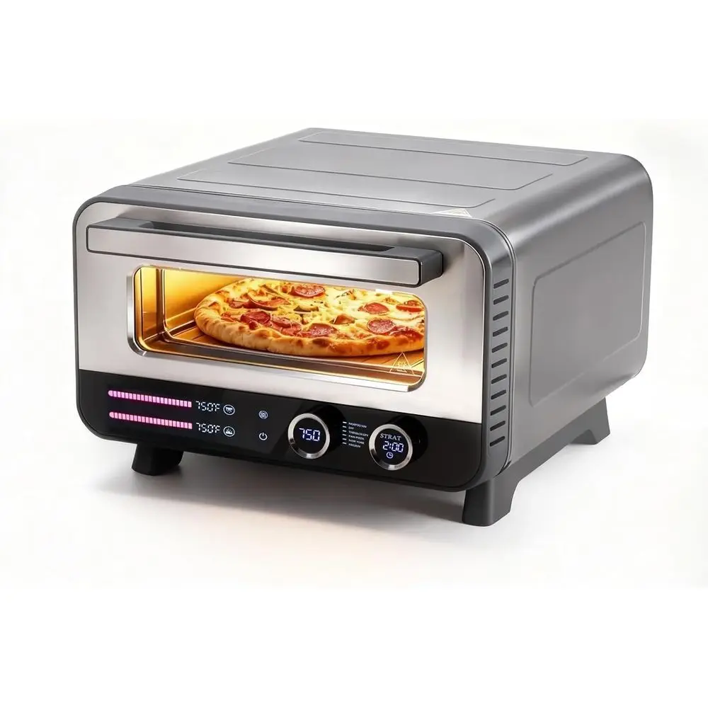 1600W Electric Pizza Oven with Digital Display, 6 Preset unctions, 750° High Heat, Pizza Stone & Pizza Peel Included, Countertop
1600W Electric Pizza Oven with Digital Display, 6 Preset unctions, 750° High Heat, Pizza Stone & Pizza Peel Included, Countertop