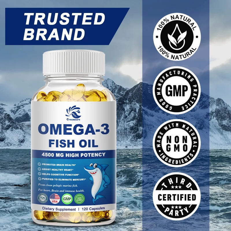 Greensure Fish Oil Omega-3 Capsules Support Brain Nervous System Good Cardiovascular&Anti-Inflammation & Skin Health Antioxidant
Greensure Fish Oil Omega-3 Capsules Support Brain Nervous System Good Cardiovascular&Anti-Inflammation & Skin Health Antioxidant
