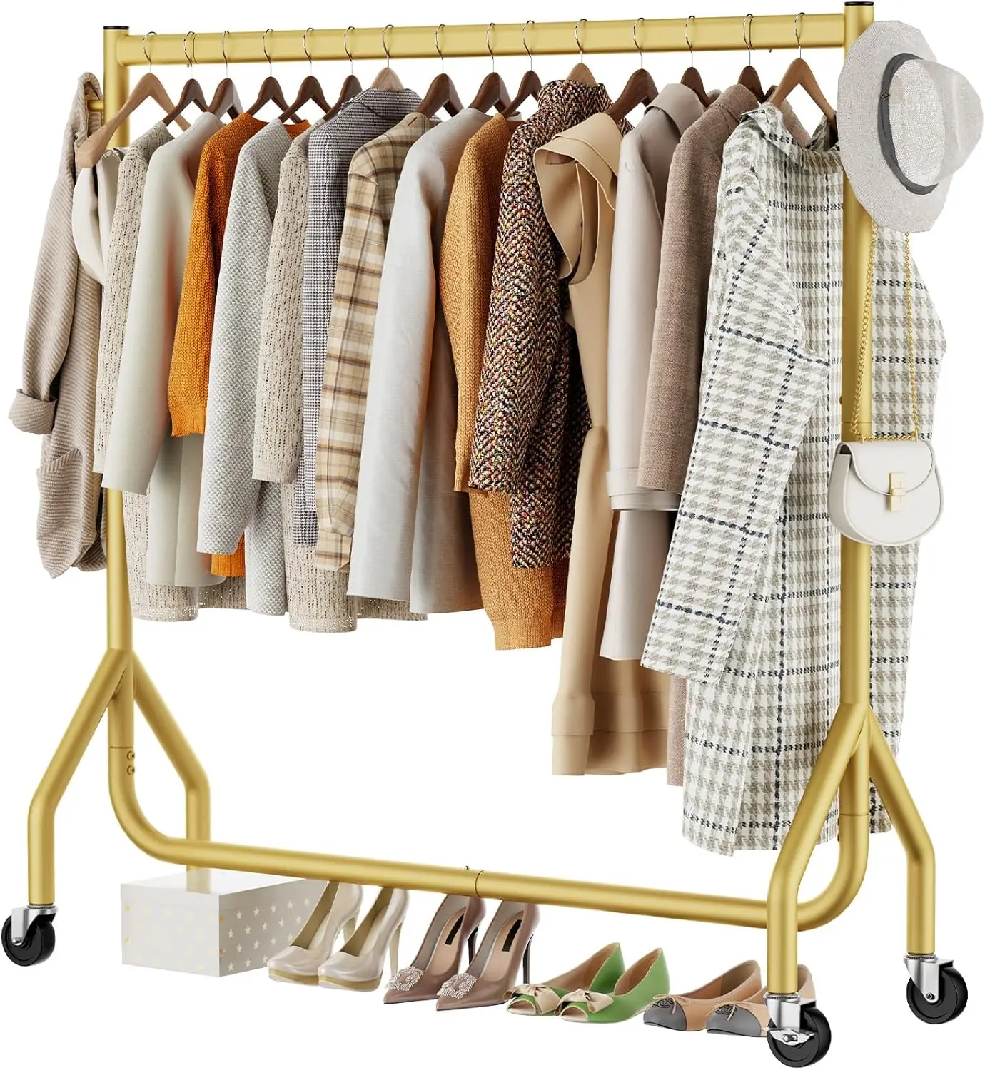 Clothes Clothing Rack, Rolling Heavy Duty Clothes Rack Load 420 LBS With Wheels, Metal Clothes Rack for Hanging Clothes, Port
Clothes Clothing Rack, Rolling Heavy Duty Clothes Rack Load 420 LBS With Wheels, Metal Clothes Rack for Hanging Clothes, Port