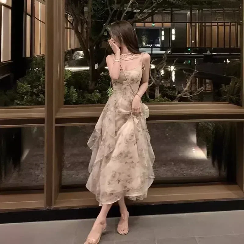 Print Maxi Dress Women Sling Sleeveless Slim Flounce Chiffon Casual Long Dresses Y2k Female Clothing Summer Bohemian Robe Платье
Print Maxi Dress Women Sling Sleeveless Slim Flounce Chiffon Casual Long Dresses Y2k Female Clothing Summer Bohemian Robe Платье