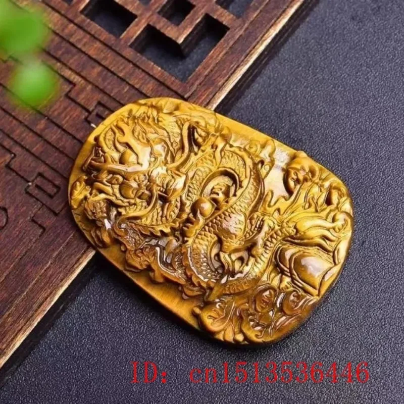 Natural Tiger Eye Stone Jade Dragon Brand Pendant Necklace Fashion Jewelry Carved Amulet Luck Gifts Women Men Sweater Chain 
Natural Tiger Eye Stone Jade Dragon Brand Pendant Necklace Fashion Jewelry Carved Amulet Luck Gifts Women Men Sweater Chain
