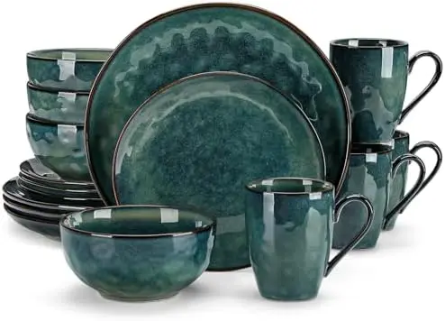 Vancasso 16-Pc Ceramic Dinnerware Set for 4 | Starry Green, Microwave & Dishwasher Safe
Vancasso 16-Pc Ceramic Dinnerware Set for 4 | Starry Green, Microwave & Dishwasher Safe