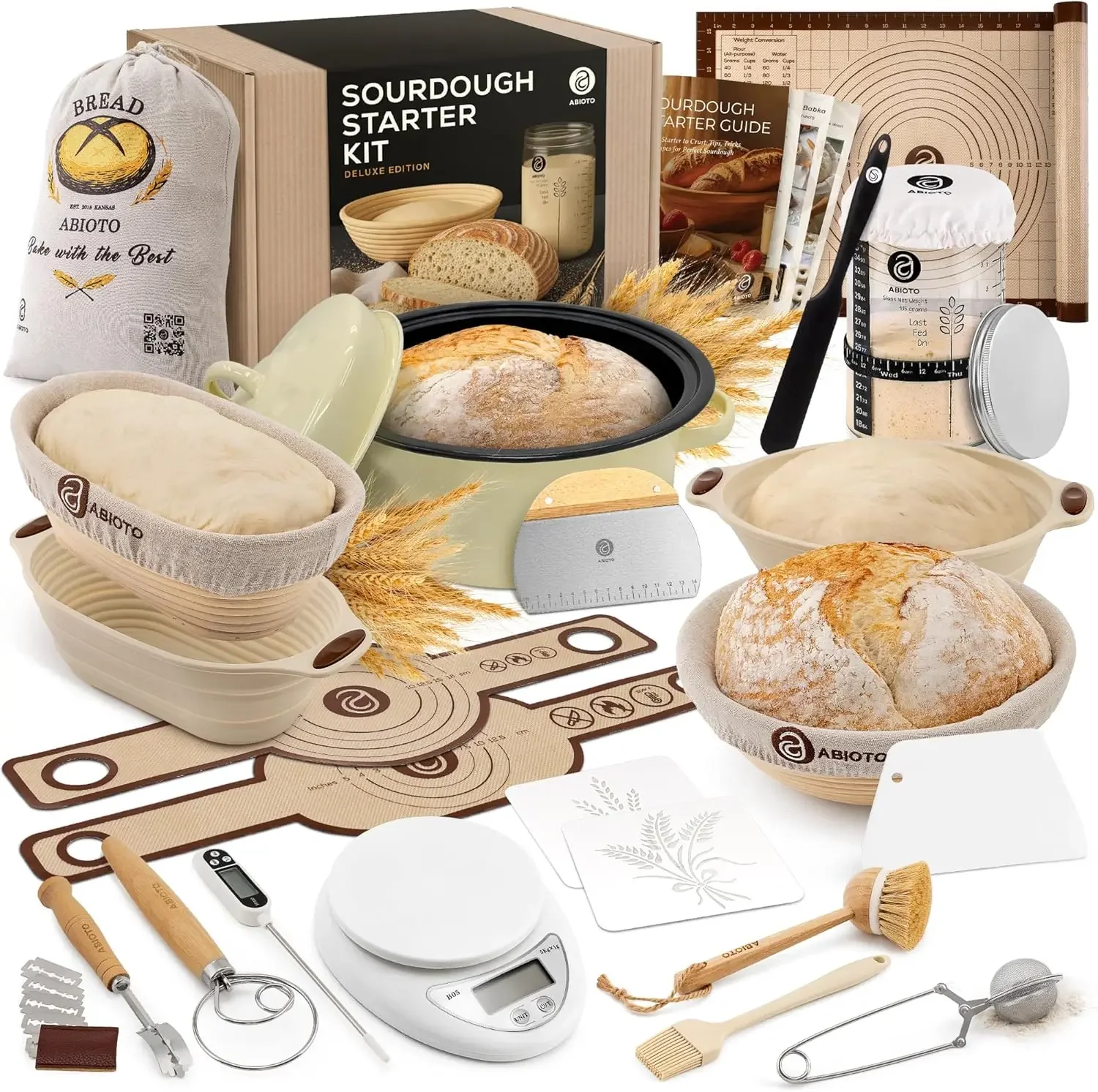 Sourdough Starter Kit with Dutch Oven and Scale - Complete Sourdough Kit with Proofing Baskets, 34oz Jar, Slings, and Other Prem
Sourdough Starter Kit with Dutch Oven and Scale - Complete Sourdough Kit with Proofing Baskets, 34oz Jar, Slings, and Other Prem