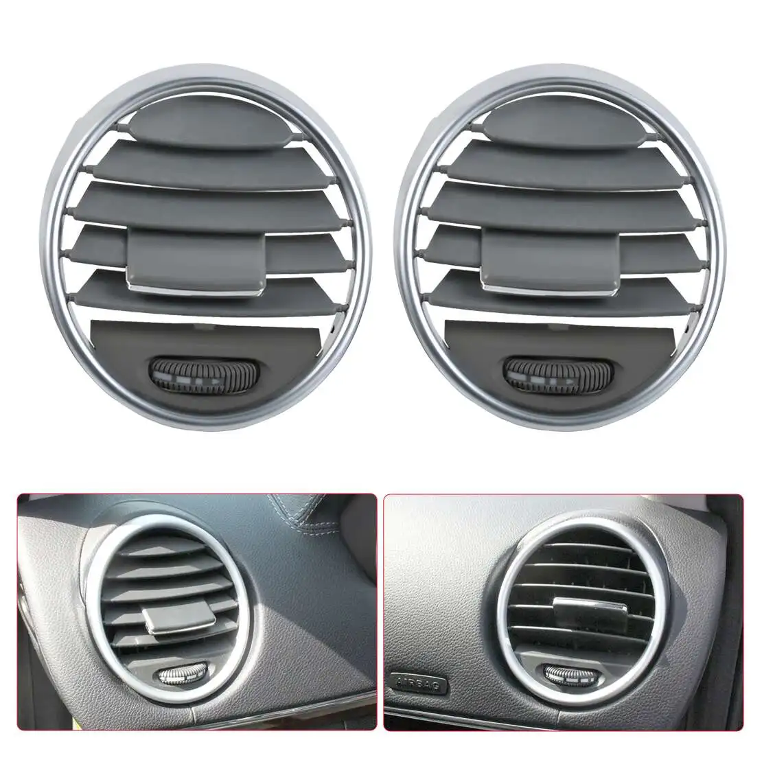 A1648301954 A1648302054 1 Pair Dashboard Side AC Vent Outlet Panel Louvered Grille Adjustable fit for Benz W164 X164 Gray ABS
A1648301954 A1648302054 1 Pair Dashboard Side AC Vent Outlet Panel Louvered Grille Adjustable fit for Benz W164 X164 Gray ABS