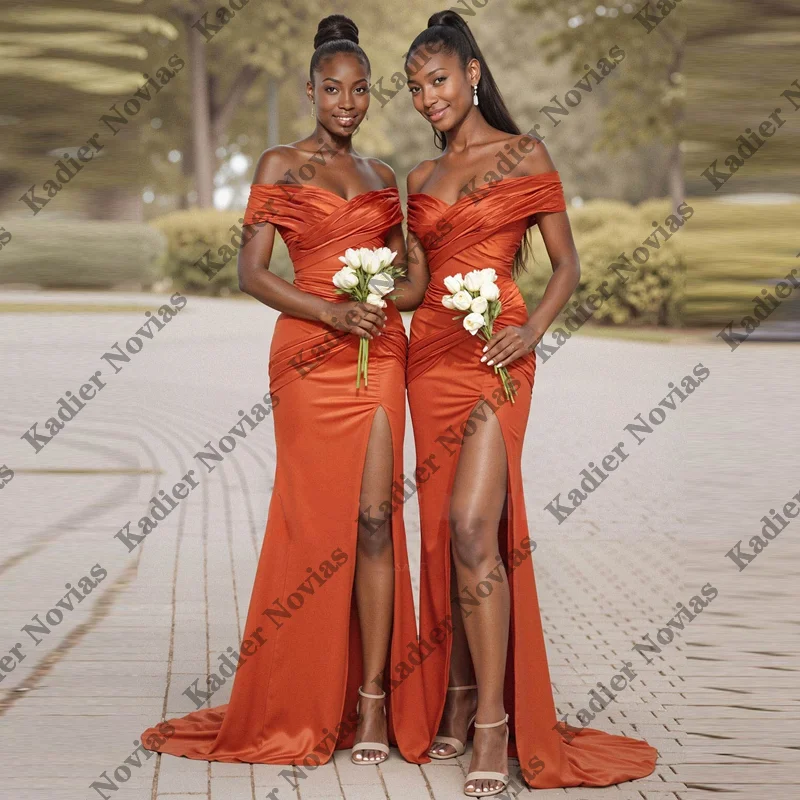Off Shoulder Orange Customized Long Mermaid Bridesmaid Dresses with Slit Lace Up Wedding Party Dress robes invitee mariage
Off Shoulder Orange Customized Long Mermaid Bridesmaid Dresses with Slit Lace Up Wedding Party Dress robes invitee mariage