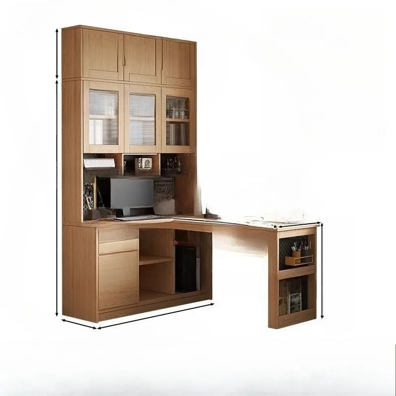 Integrated corner desk small apartment oak computer table against the wall bookshelf study living room solid wood bookcase
Integrated corner desk small apartment oak computer table against the wall bookshelf study living room solid wood bookcase
