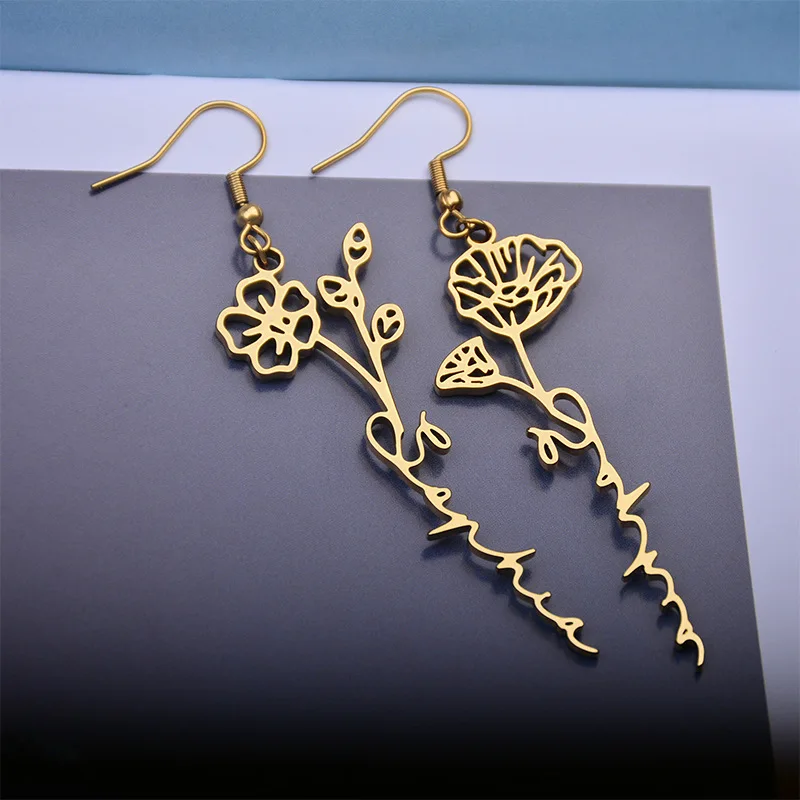 Duoying Custom Birthday Flower Shaped Nameplate Dangle Women Earrings 12 Months Flowers Style Fashion Earring
Duoying Custom Birthday Flower Shaped Nameplate Dangle Women Earrings 12 Months Flowers Style Fashion Earring
