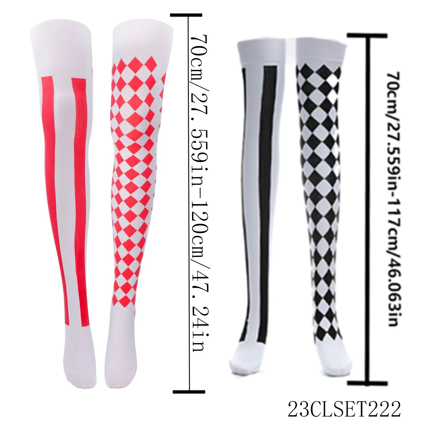 Clown-themed socks set: red and white stripes, two pairs of black and white stripes, suitable for clown role-playing
Clown-themed socks set: red and white stripes, two pairs of black and white stripes, suitable for clown role-playing