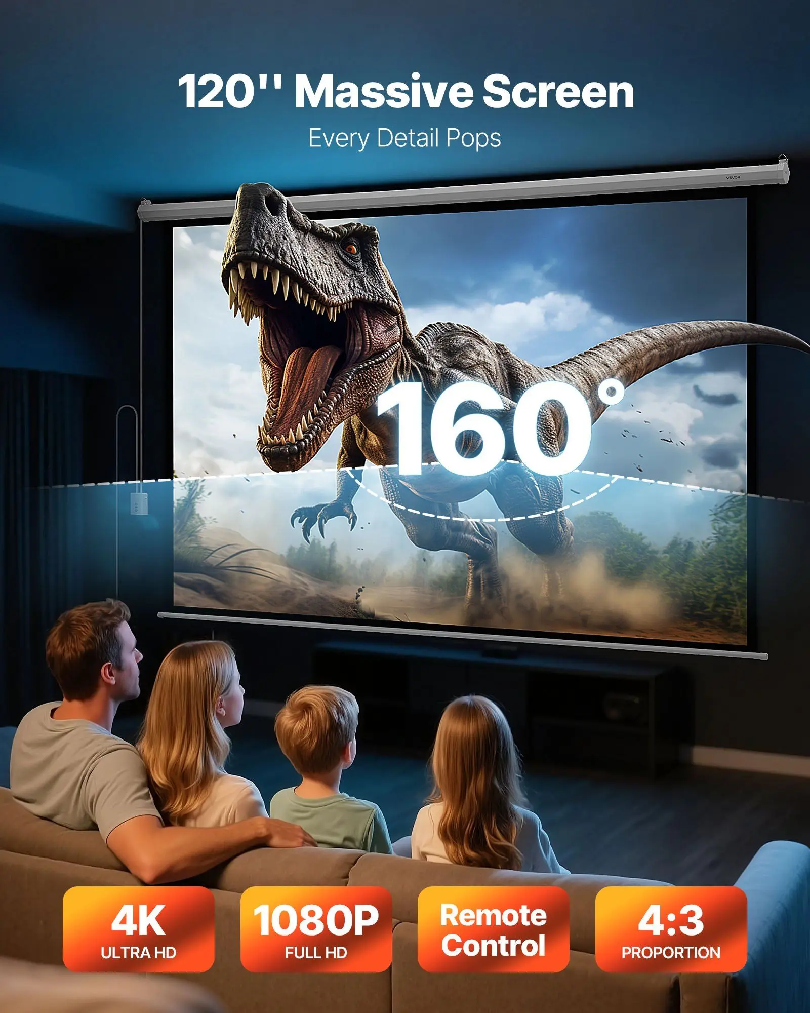 Motorized Projector Screen, 120 inch 4:3 1080 HD Electric Projector Screen, Wall Mounted Projection Dispaly Projector with
Motorized Projector Screen, 120 inch 4:3 1080 HD Electric Projector Screen, Wall Mounted Projection Dispaly Projector with