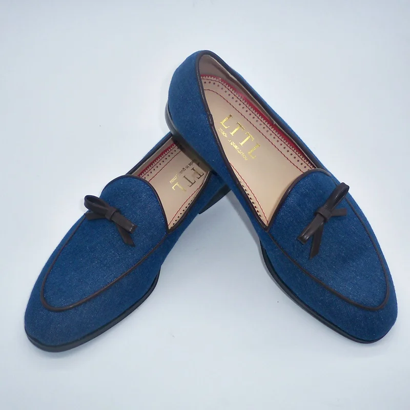 British Style New Handmade Blue Canvas Loafers Men Denim Shoes Butterflyknot Casual Shoes Summer Flats Male Dress Shoes
British Style New Handmade Blue Canvas Loafers Men Denim Shoes Butterflyknot Casual Shoes Summer Flats Male Dress Shoes