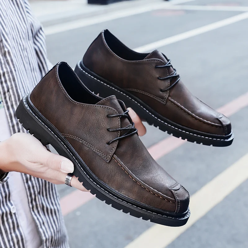 Men's Brown Leather Casual Shoes - Retro Fashion Dress Shoe Black Comfortable Cushioning Leather Shoes Loafers Bare Feet Shoes
Men's Brown Leather Casual Shoes - Retro Fashion Dress Shoe Black Comfortable Cushioning Leather Shoes Loafers Bare Feet Shoes