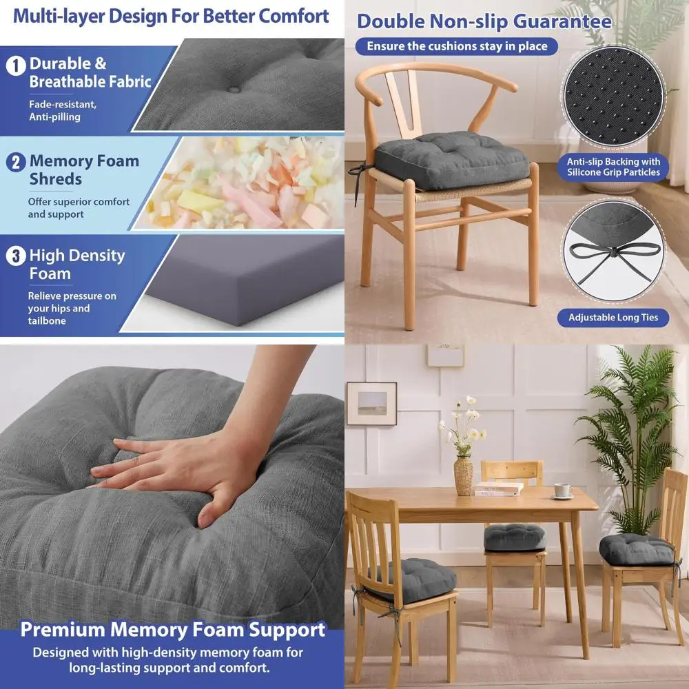 Серые подушки для сидений обеденного стула, набор из 6 шт., 16,5 x 16,5 x 3,5, привязанные и нескользящие подушечки для кухонного стула в помещении
Серые подушки для сидений обеденного стула, набор из 6 шт., 16,5 x 16,5 x 3,5, привязанные и нескользящие подушечки для кухонного стула в помещении