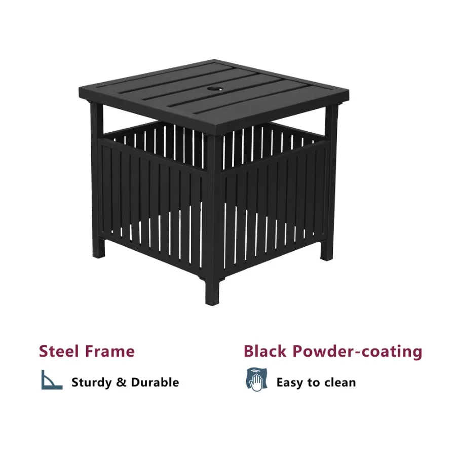 Patio Steel Bistro Dining Table with Umbrella Hole; Outdoor Leisure Coffee Table; Square Umbrella Table for Porch; Backyard; Ga
Patio Steel Bistro Dining Table with Umbrella Hole; Outdoor Leisure Coffee Table; Square Umbrella Table for Porch; Backyard; Ga