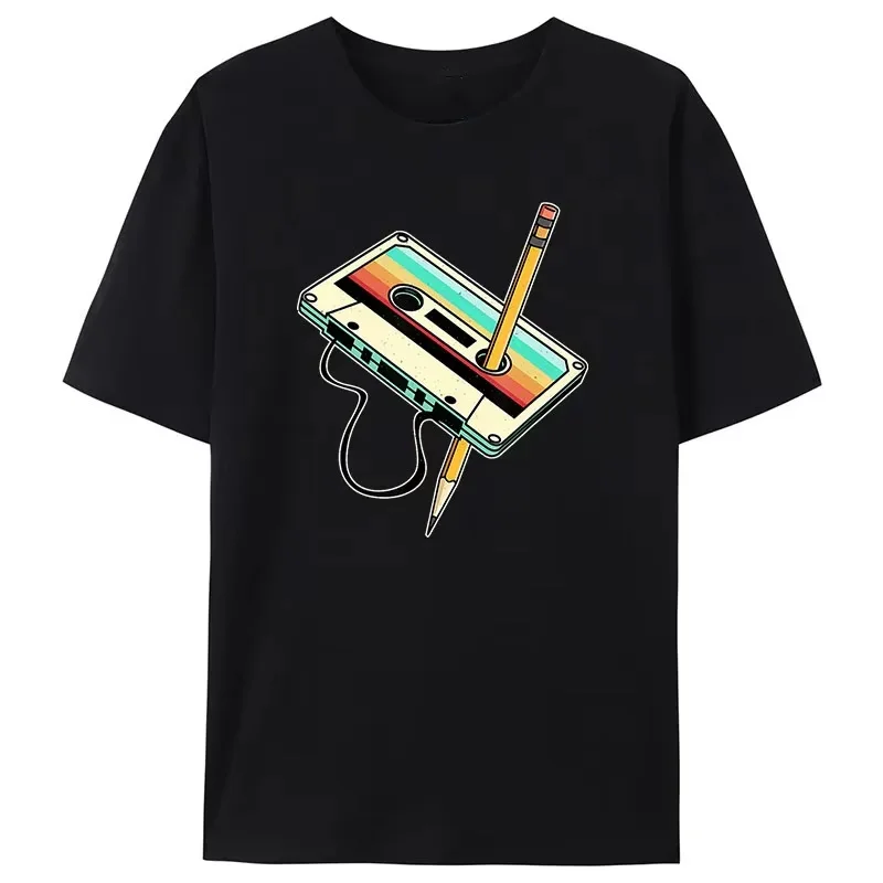 New Fashion Men T Shirt 80s Cassette Tape Pencil 1980s Retro Vintage Throwback Music Short Sleeve Women Clothing Vintage Tees
New Fashion Men T Shirt 80s Cassette Tape Pencil 1980s Retro Vintage Throwback Music Short Sleeve Women Clothing Vintage Tees