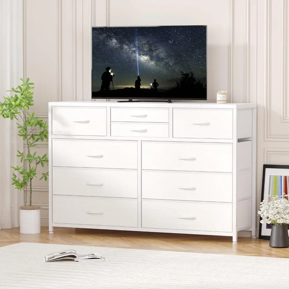Wide 10 Drawer Dresser,TV Stand Entertainment Center Fabric Storage Dressers Drawers for Bedroom, Hallway, Steel Frame, Wood Top
Wide 10 Drawer Dresser,TV Stand Entertainment Center Fabric Storage Dressers Drawers for Bedroom, Hallway, Steel Frame, Wood Top