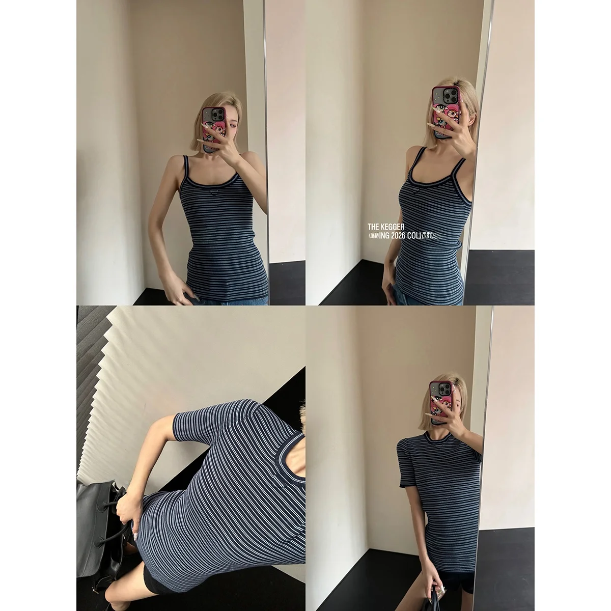 SWGWONG Slimming Blue Striped Short Sleeve Knitted Top Paper Thin Versatile Strap Women's Fashion Cotton Blend round Neck
SWGWONG Slimming Blue Striped Short Sleeve Knitted Top Paper Thin Versatile Strap Women's Fashion Cotton Blend round Neck