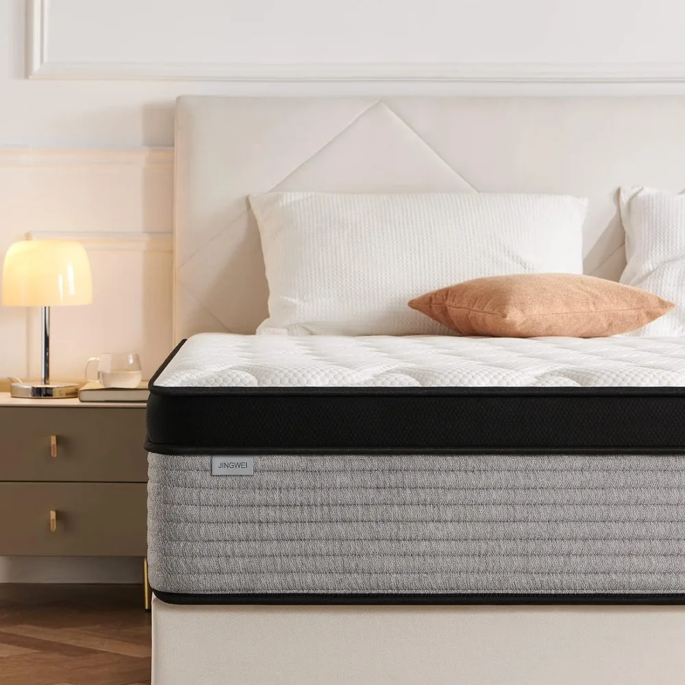 JINGWEI Queen Mattress, 10 Inch Innerspring Hybrid Mattress in a Box, Individually Pocket Coils for Motion Isolation 
JINGWEI Queen Mattress, 10 Inch Innerspring Hybrid Mattress in a Box, Individually Pocket Coils for Motion Isolation