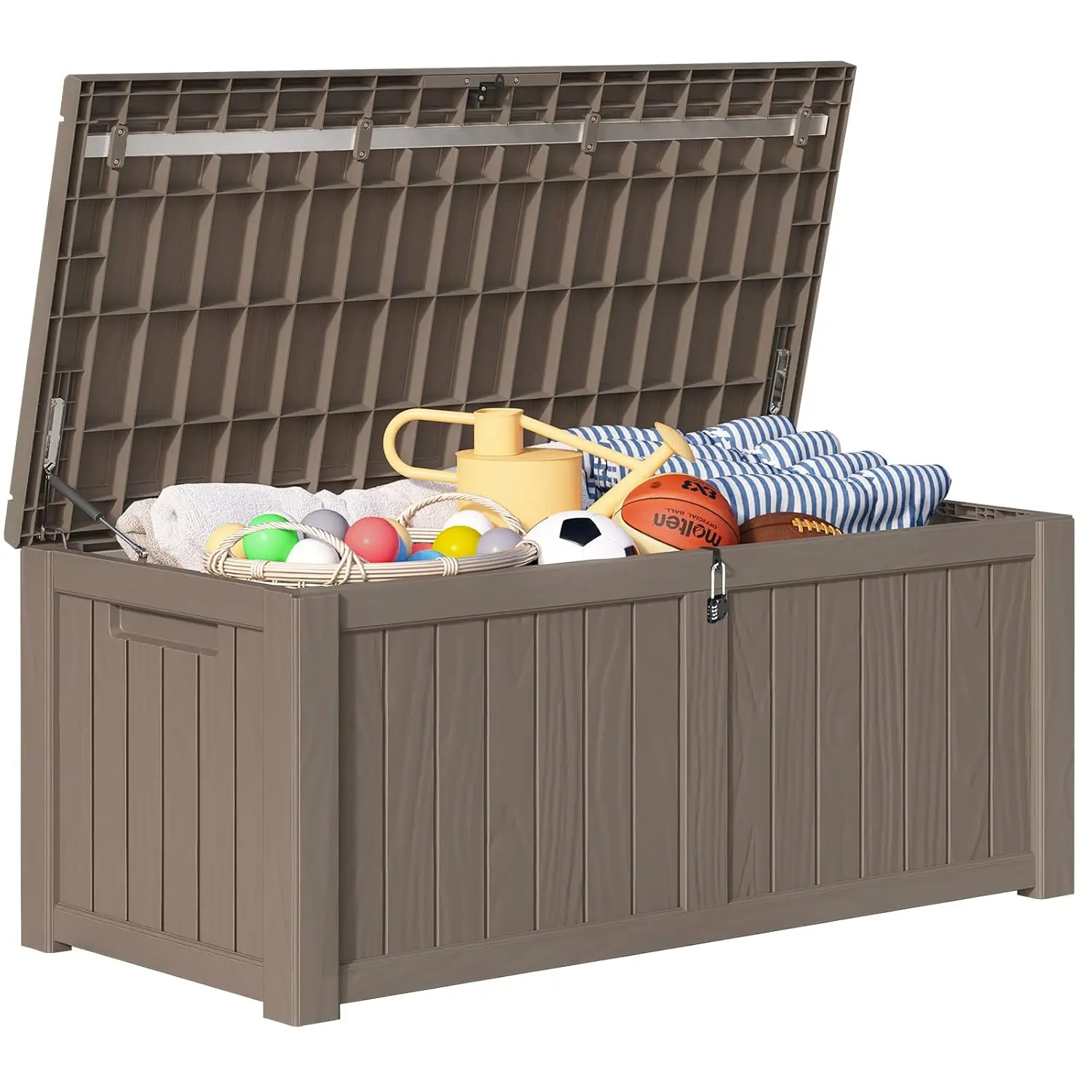 120 Gallon Outdoor Deck Box Storage for Outdoor Pillows, Pool Toys, Garden Tools, Furniture and Sports Equipment |, Customized
120 Gallon Outdoor Deck Box Storage for Outdoor Pillows, Pool Toys, Garden Tools, Furniture and Sports Equipment |, Customized