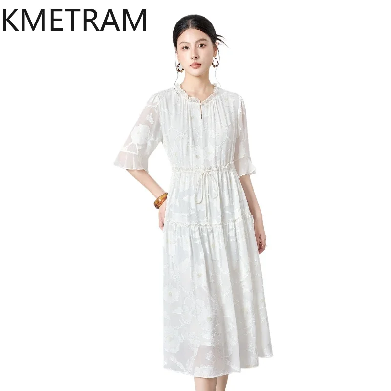 KMETRAM 100% Real Mulberry Silk Dresses for Women Elegant Ruffled Summer Dress Floral Midi Frocks New in Woman Clothes 2026 원피스
KMETRAM 100% Real Mulberry Silk Dresses for Women Elegant Ruffled Summer Dress Floral Midi Frocks New in Woman Clothes 2026 원피스