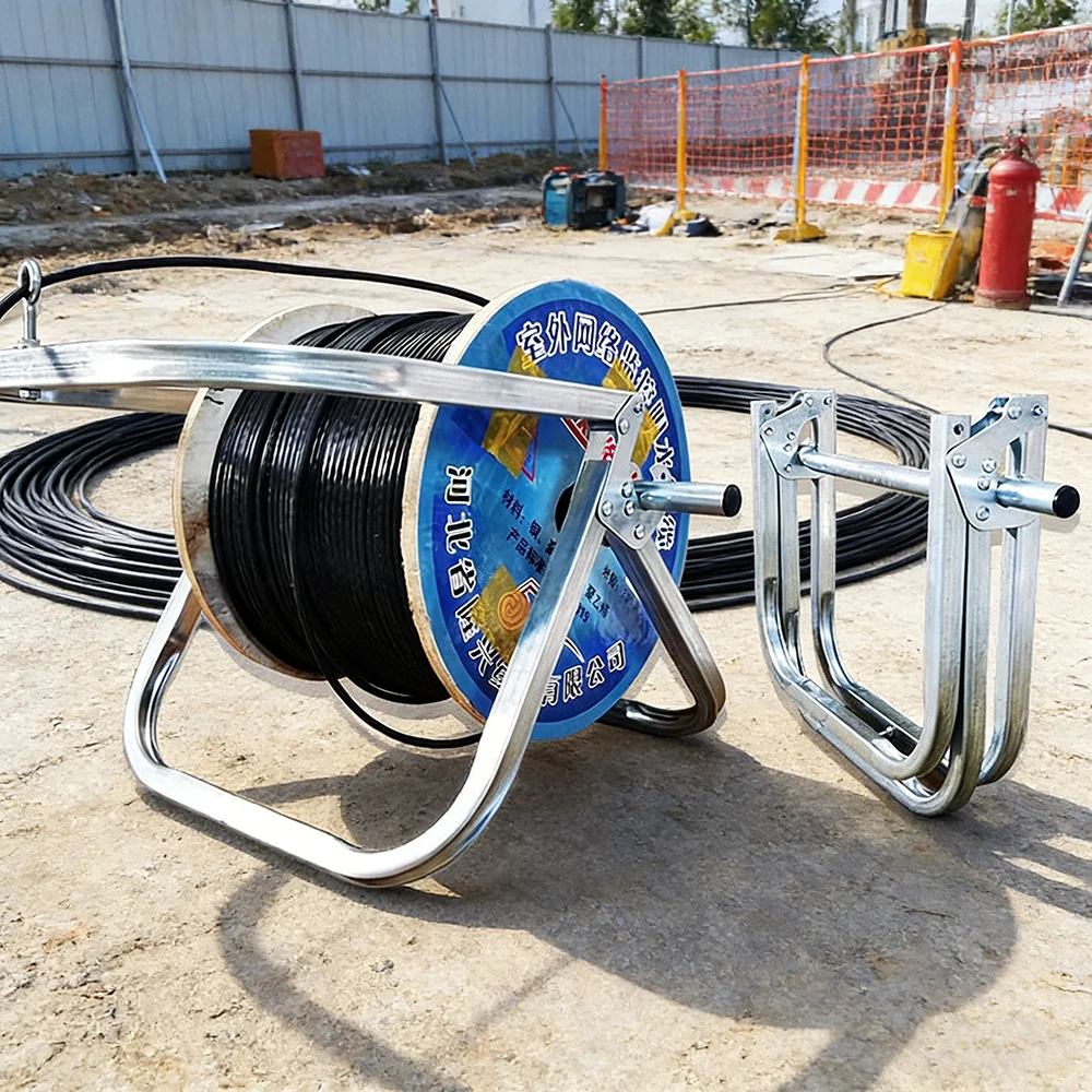 New Foldable Pay-Off Rack Wire Rack Dispenser Tangle-Free Single Axle Dispenser For FTTH Drop Cable, Network Ropes and Paracords