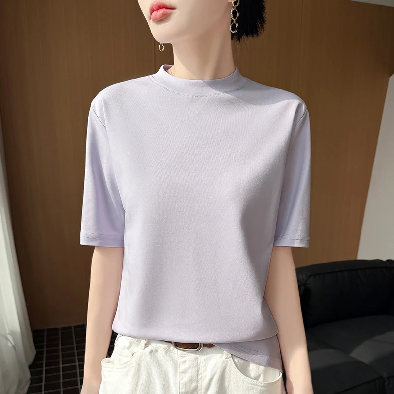Women's Short Sleeve O-Neck T-Shirt 100% Cotton Knitted Breathable Cool Korean Style Hot Selling Summer Top
Women's Short Sleeve O-Neck T-Shirt 100% Cotton Knitted Breathable Cool Korean Style Hot Selling Summer Top