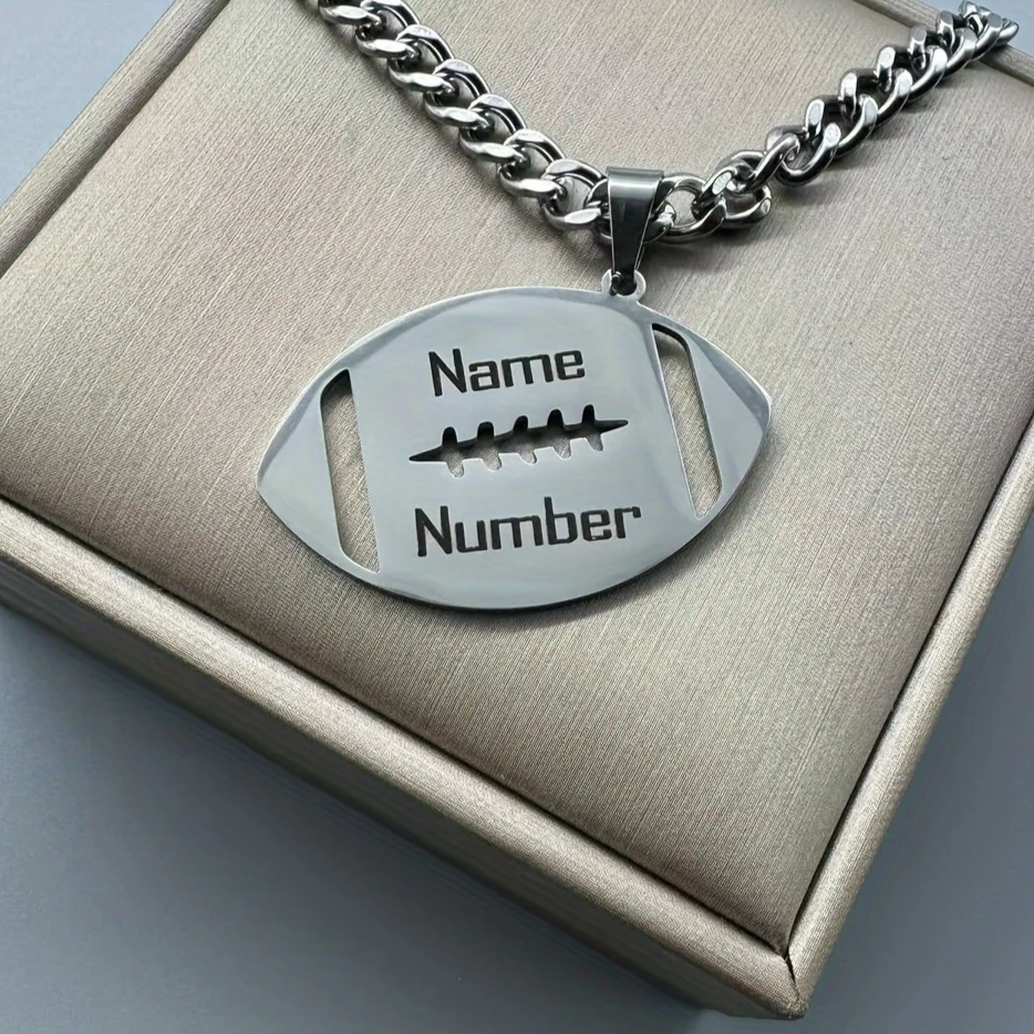 Customized American Football Sports Player Name & Number Necklace 18K Golden Plated Stainless Steel Laser Engraved Necklaces
Customized American Football Sports Player Name & Number Necklace 18K Golden Plated Stainless Steel Laser Engraved Necklaces