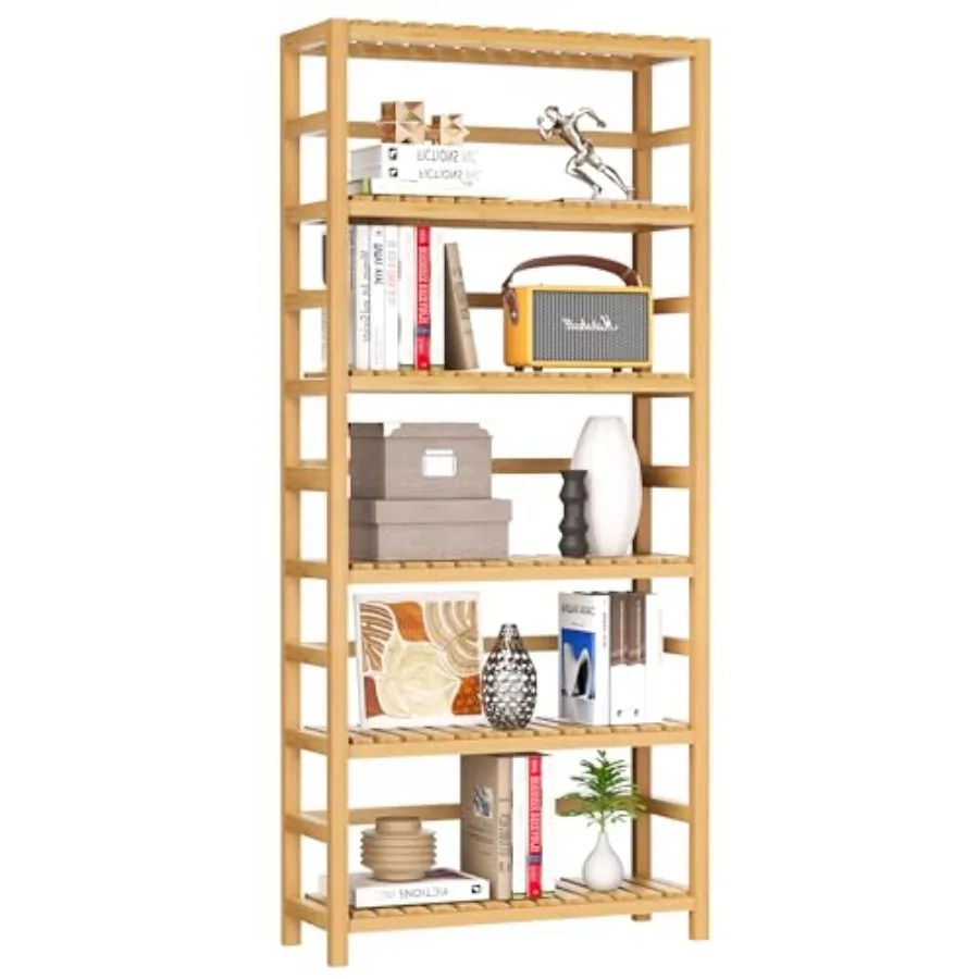 6-Tier Bamboo Shelf, Bamboo Storage Shelving Unit, Tall Bookcase with Adjustable Shelves, Multipurpose Storage Display Shelf fo
6-Tier Bamboo Shelf, Bamboo Storage Shelving Unit, Tall Bookcase with Adjustable Shelves, Multipurpose Storage Display Shelf fo