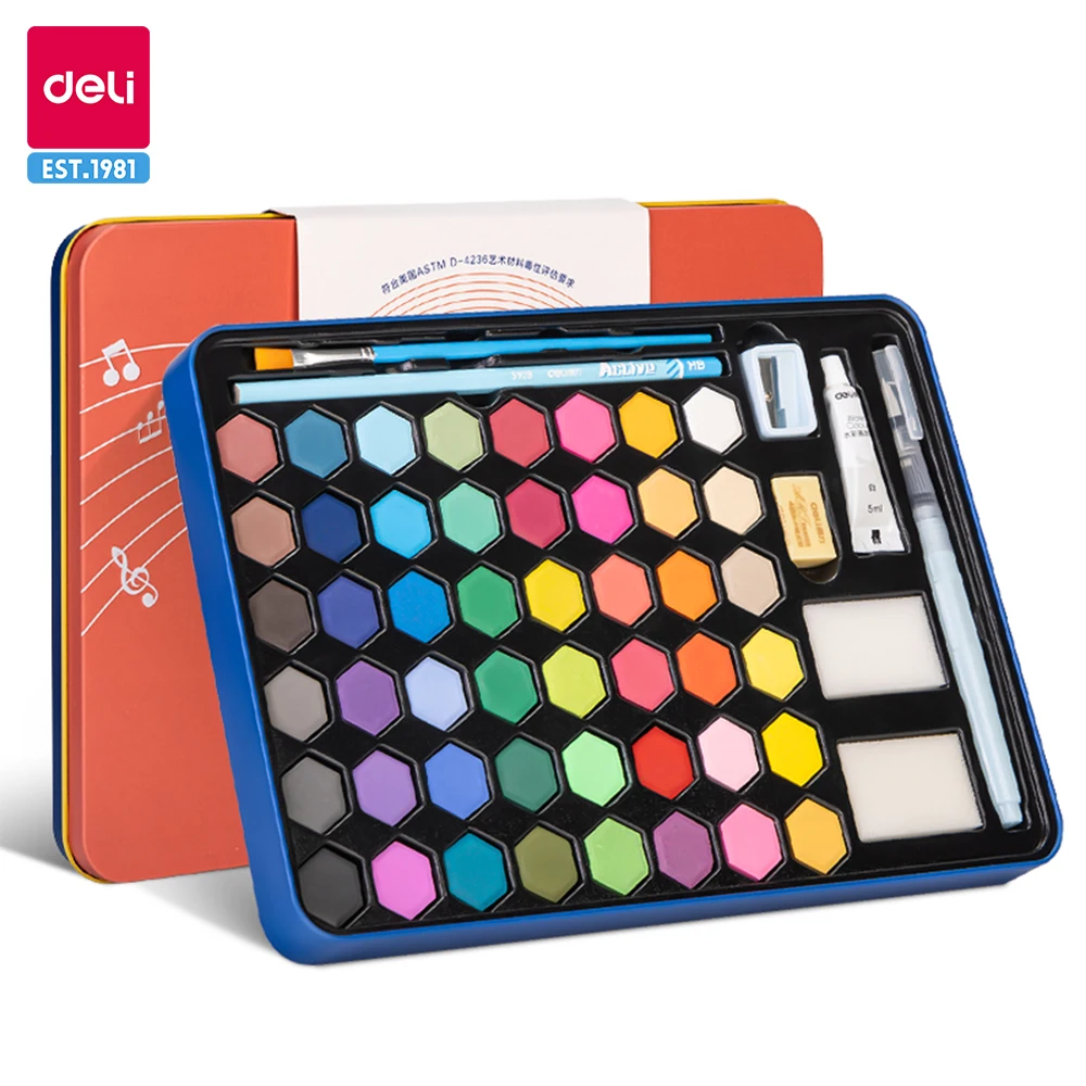 Deli 48 Solid Professional Watercolor Paint Set 48 Colors Painting Set with Paint Brush Watercolor Paper Pigment Art Supplies
Deli 48 Solid Professional Watercolor Paint Set 48 Colors Painting Set with Paint Brush Watercolor Paper Pigment Art Supplies