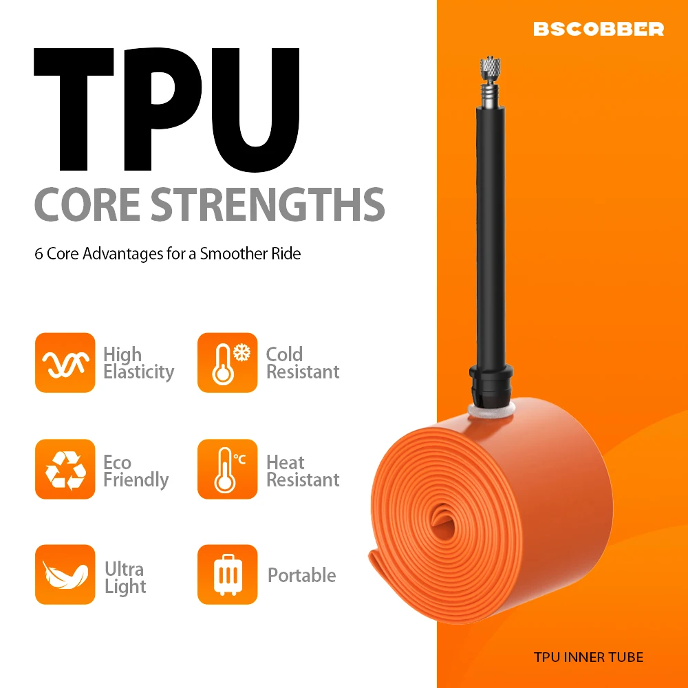 BSCOBBER 700c tpu bicycle tube 45 65mm tire Valve Ultralight TPU Ultralight bike inner tube French Valve
BSCOBBER 700c tpu bicycle tube 45 65mm tire Valve Ultralight TPU Ultralight bike inner tube French Valve