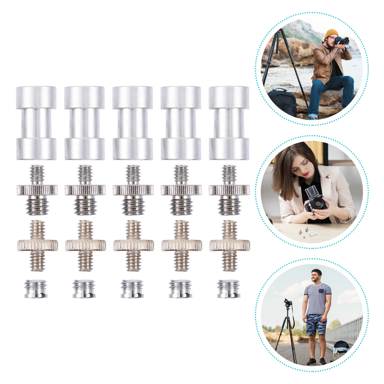 Screw Adapter Kit 1 4 1 4 Double head Tripod Nut Set Camera Connector Tool Adjustable Photography Studio DSLR Camcorder Mount
Screw Adapter Kit 1 4 1 4 Double head Tripod Nut Set Camera Connector Tool Adjustable Photography Studio DSLR Camcorder Mount