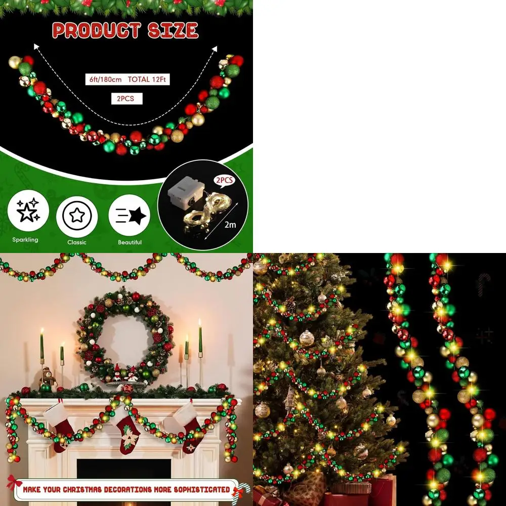 12-футовые двойные рождественские гирлянды-венки со светодиодной подсветкой, праздничные украшения из лампочек для елки и камина
12-футовые двойные рождественские гирлянды-венки со светодиодной подсветкой, праздничные украшения из лампочек для елки и камина