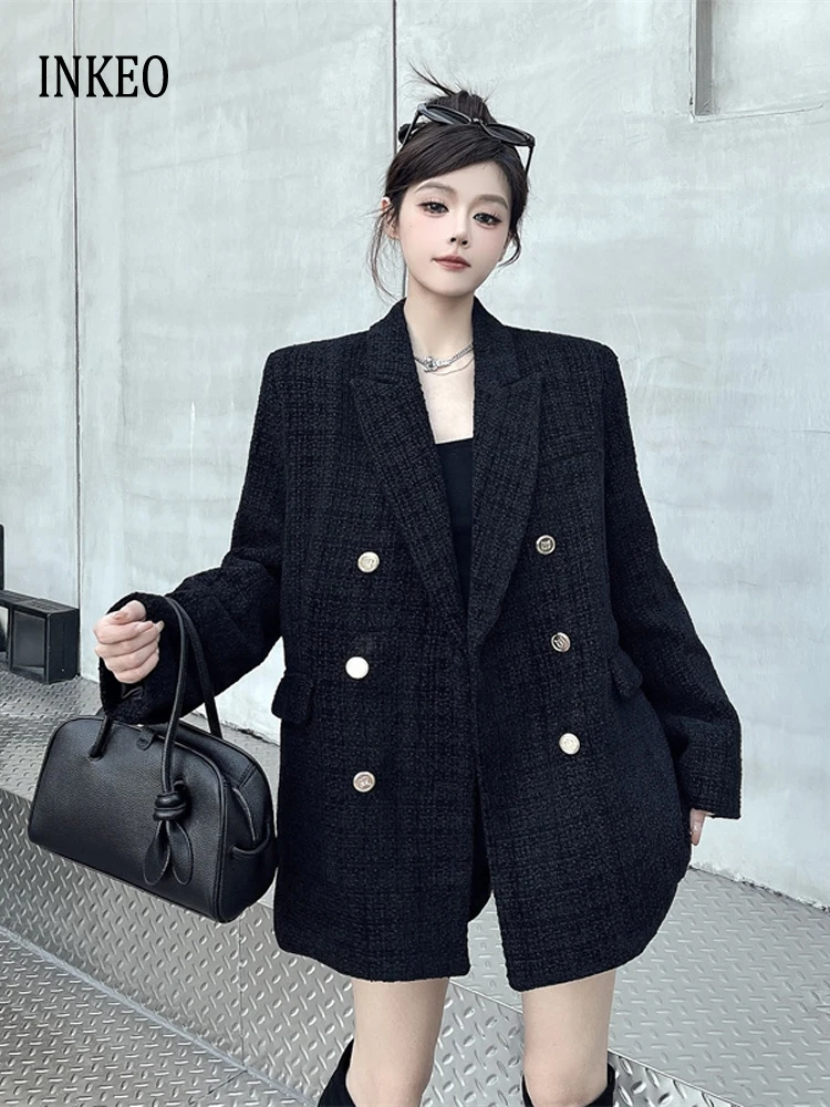 Элегантный женский твидовый пиджак, двубортный пиджак, свободный 2026, весенне-осеннее офисное женское пальто, черная винтажная верхняя одежда INKEO 5O128
Элегантный женский твидовый пиджак, двубортный пиджак, свободный 2026, весенне-осеннее офисное женское пальто, черная винтажная верхняя одежда INKEO 5O128