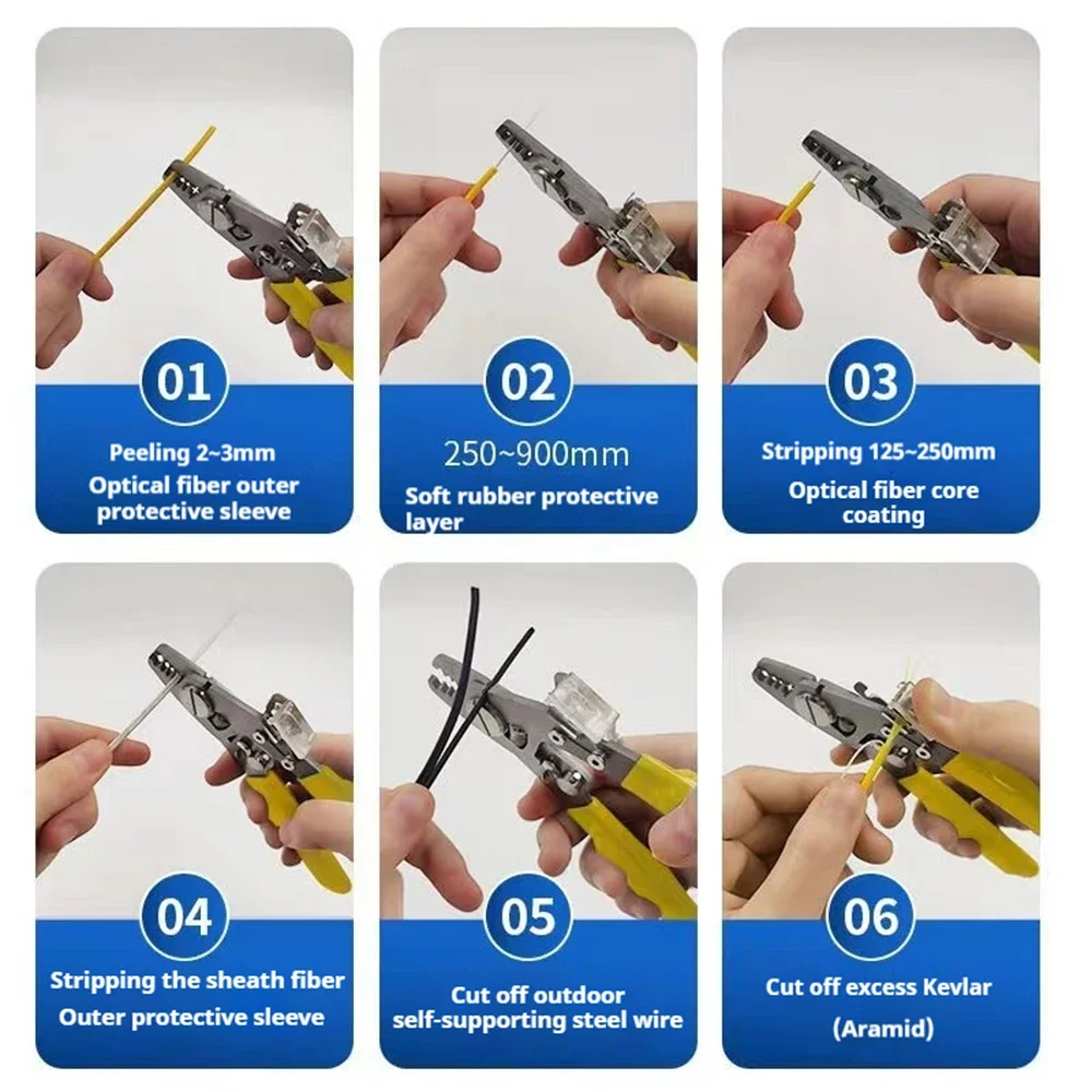 6 in 1 Fiber Optic Stripper Tool, Precision Cable Stripper for 2-3mm Fiber Optic Cables, with Cutter Crimper for FTTH Terminatio
6 in 1 Fiber Optic Stripper Tool, Precision Cable Stripper for 2-3mm Fiber Optic Cables, with Cutter Crimper for FTTH Terminatio