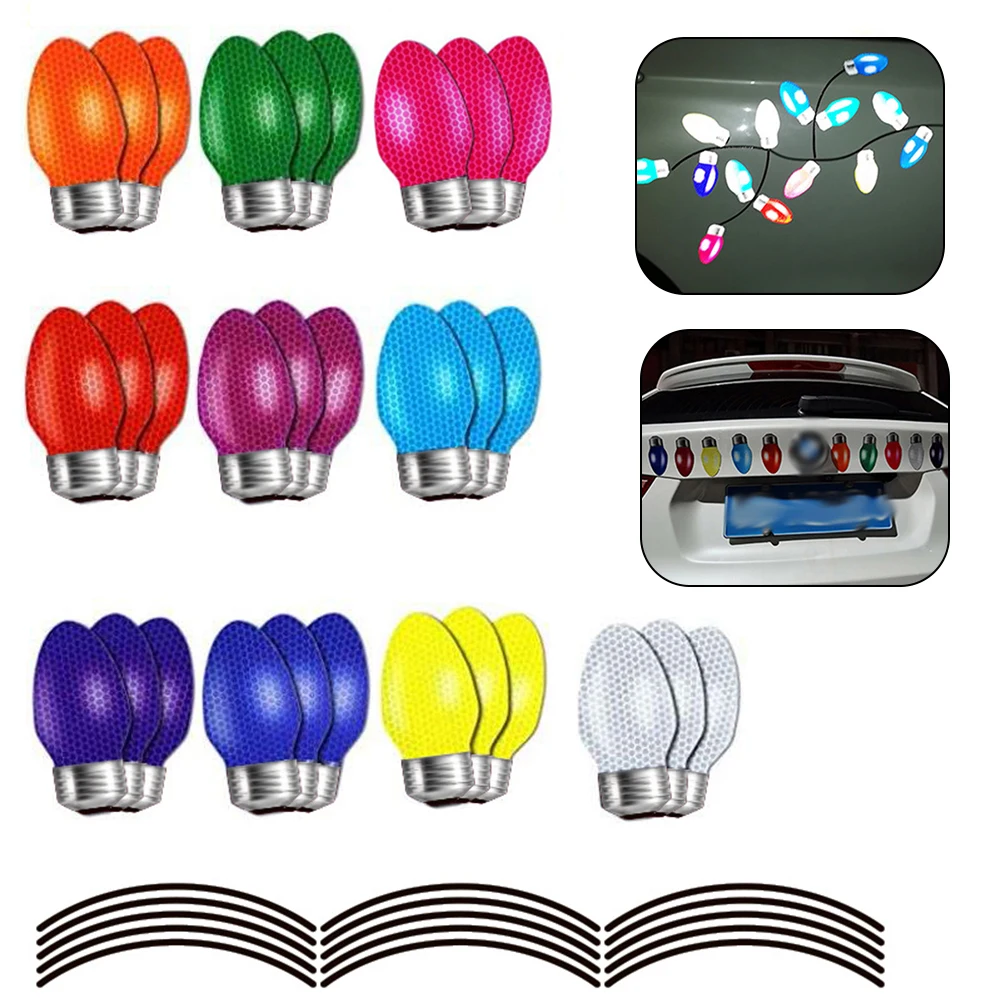 Reflective Christmas Car Magnet Sticker Set Festive Light Bulb Decor with Wire Ornament Magnets and Bulb Ornaments 
Reflective Christmas Car Magnet Sticker Set Festive Light Bulb Decor with Wire Ornament Magnets and Bulb Ornaments