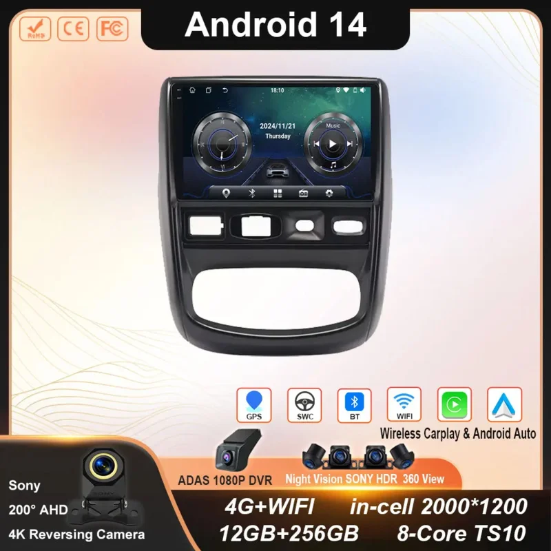 Carplay Auto For Renault Duster 1 2010 - 2015 Android 14 Car Autoradio Multimedia Radio Player System WIFI 4G Navigation No 2Din 
Carplay Auto For Renault Duster 1 2010 - 2015 Android 14 Car Autoradio Multimedia Radio Player System WIFI 4G Navigation No 2Din