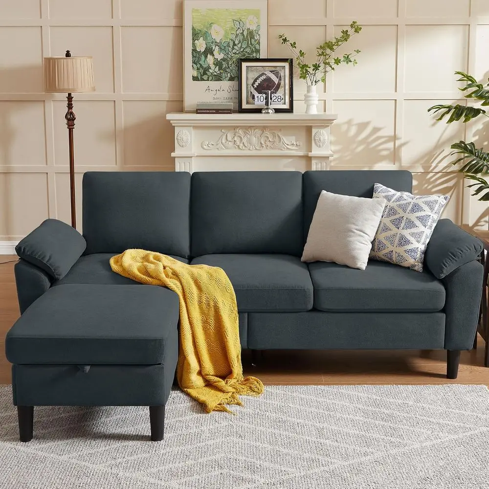 80 Convertible Sectional Sofa with Reversible Chaise, Storage Ottoman, and 3-Seat Option in Linen Grey for Living Spaces
80 Convertible Sectional Sofa with Reversible Chaise, Storage Ottoman, and 3-Seat Option in Linen Grey for Living Spaces