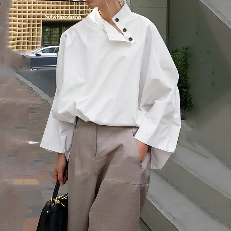 Beautyblue Women's Ubran Blouses White Shirts Tops Fashion Cotton Stand Collar Loose Long Sleeves Buttons Simple Women Clothing
Beautyblue Women's Ubran Blouses White Shirts Tops Fashion Cotton Stand Collar Loose Long Sleeves Buttons Simple Women Clothing