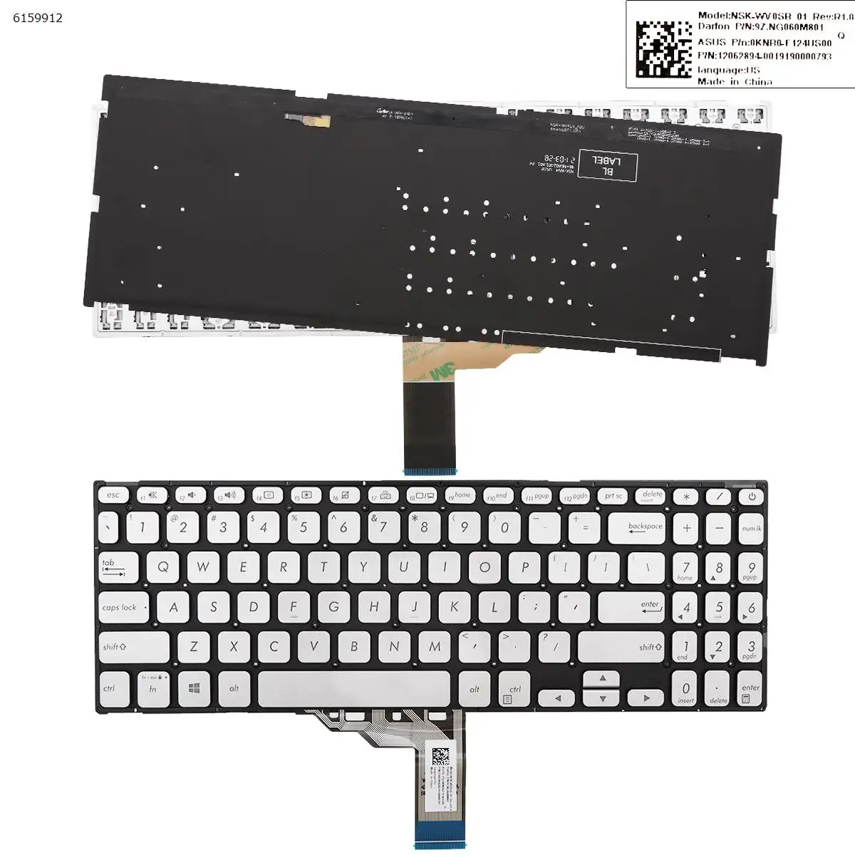 US Laptop Keyboard for ASUS Vivobook X512 X512FA X512DA X512UA X512UB Silver with Backlit
US Laptop Keyboard for ASUS Vivobook X512 X512FA X512DA X512UA X512UB Silver with Backlit