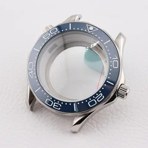 42mm noir Seamaster 300 NH35 boîtier en verre minéral hommes plongeurs boîtiers de montre pour Seiko Mod automatique mécanique montre de luxe partie