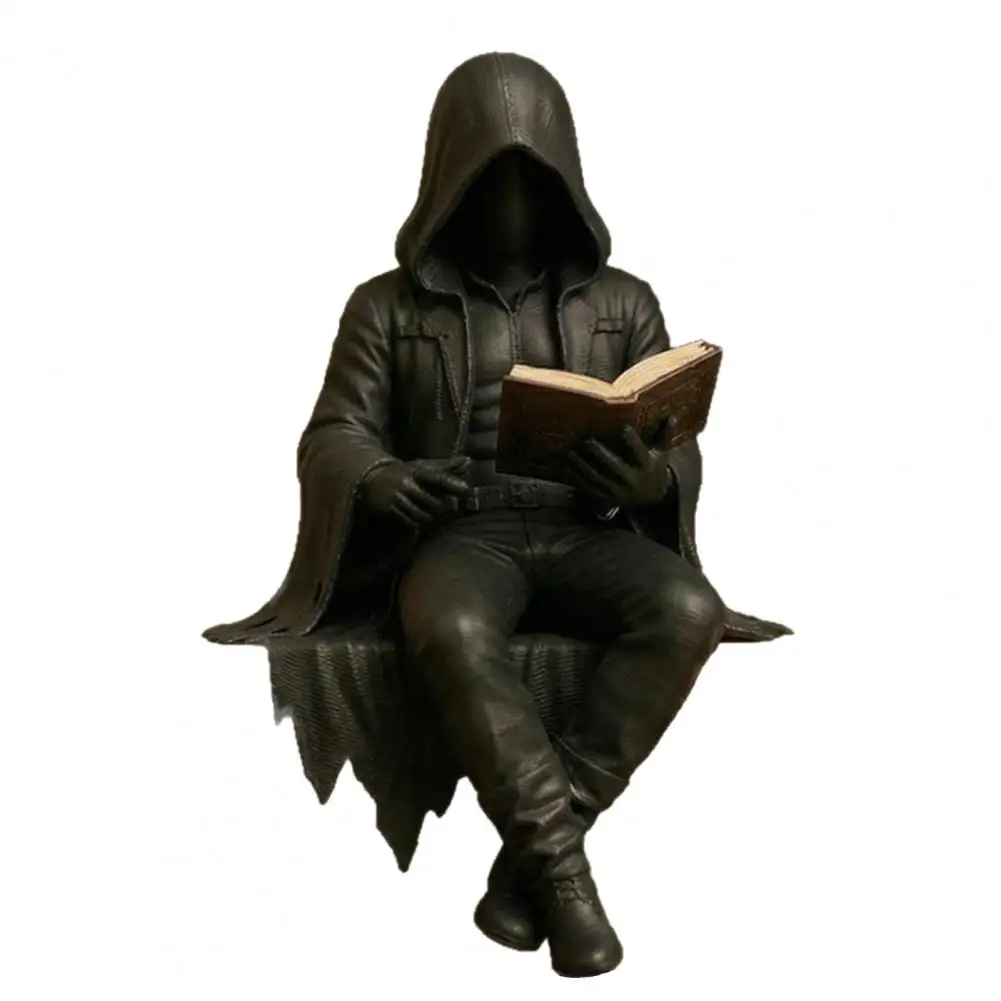 Durable Resin Sculpture Mystery Reading Figurine Fantasy Black Robe Sitting Sculpture for Halloween Bookshelf Desk Decor
Durable Resin Sculpture Mystery Reading Figurine Fantasy Black Robe Sitting Sculpture for Halloween Bookshelf Desk Decor