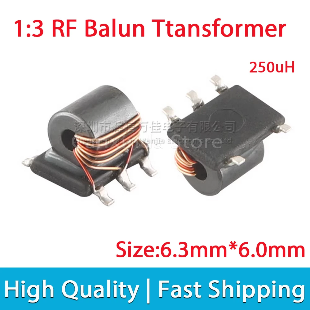 2/5/10pcs SMD RF Transmission Line Transformer 250UH Turns Ratio 1.5T:4.5T 1:3 Balun Transformer Unbalanced Balanced
2/5/10pcs SMD RF Transmission Line Transformer 250UH Turns Ratio 1.5T:4.5T 1:3 Balun Transformer Unbalanced Balanced