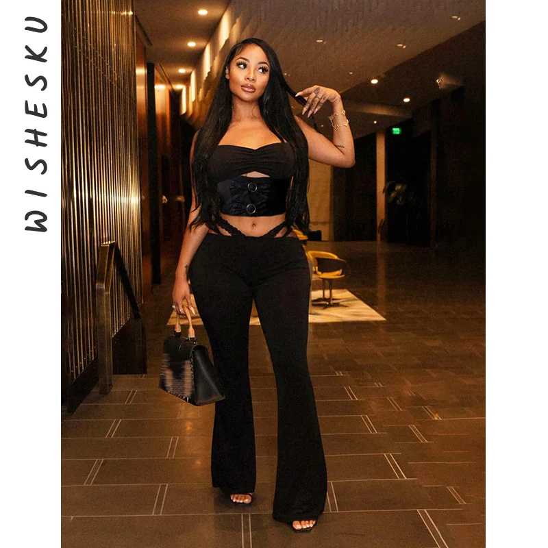 Two Piece Set Women Tracksuits Sexy Halter Cut Out Crop Top+High Waist Flare Pants Outfits 2025 Spring Fall Y2K Clothes
Two Piece Set Women Tracksuits Sexy Halter Cut Out Crop Top+High Waist Flare Pants Outfits 2025 Spring Fall Y2K Clothes